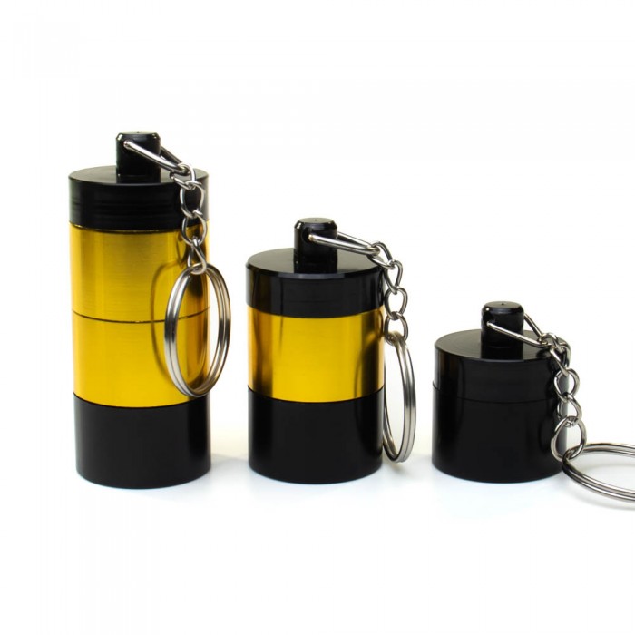 Алюмінієвий модульний контейнер-брелок 3в1 герметичний Gold