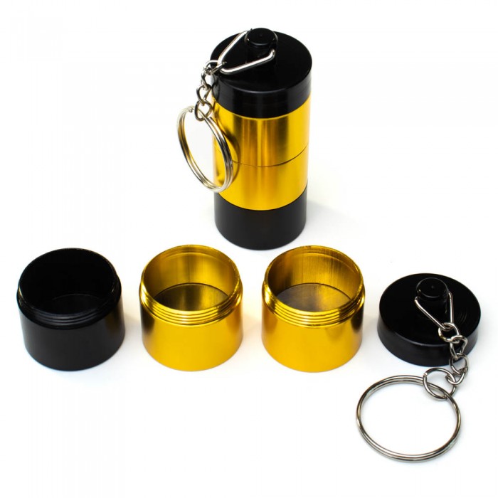 Алюмінієвий модульний контейнер-брелок 3в1 герметичний Gold