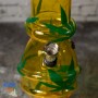 Акриловый бонг для курения 31,5 см желтый с листьями