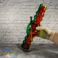Акриловий Бонг Товстун для куріння 31 см Раста кольору + Подарунок