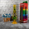 Бонг для курения 20 см Пришелец 420 из акрила с листьями травки