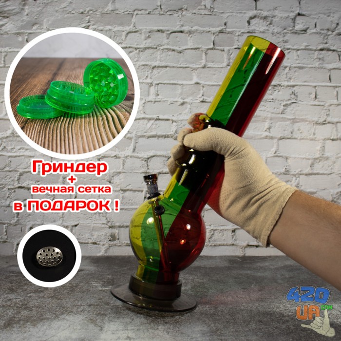 Великий акриловий курильний Бонг Happy Rasta Великий акриловий курильний Бонг Happy Rasta