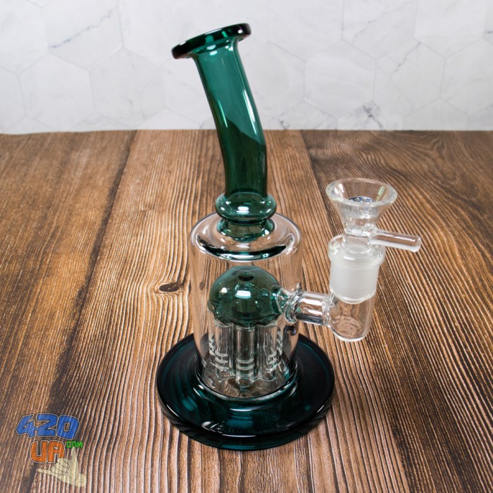 Бонг Medusa Green 18см з 8 рукавним перколятором