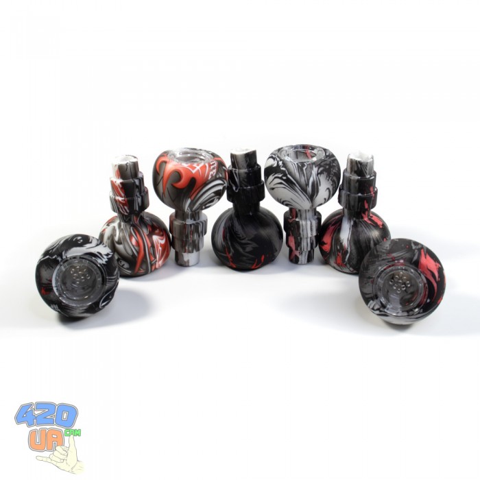Чаша для бонга + Напас для куріння 3в1 Black&Red 14,5/18,8/22 мм