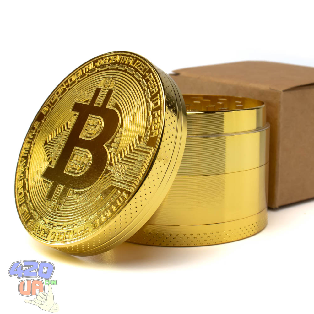Гриндер с гравировкой Bitcoin диаметром 63мм 4 части