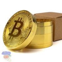 Гриндер 63мм Биткойн Золотой металлический крешер для медицинской марихуаны