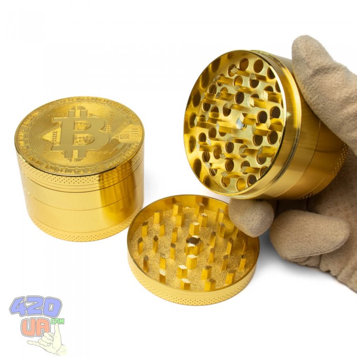 Гріндер з гравіюванням Bitcoin діаметром 63мм 4 частини
