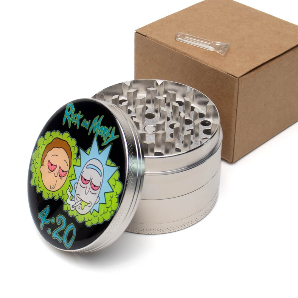 Металлический гриндер 63мм Rick and Morty 4:20 Серебро