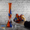Складной бонг из силикона 31 см с стеклянной чашей и отсеком для льда