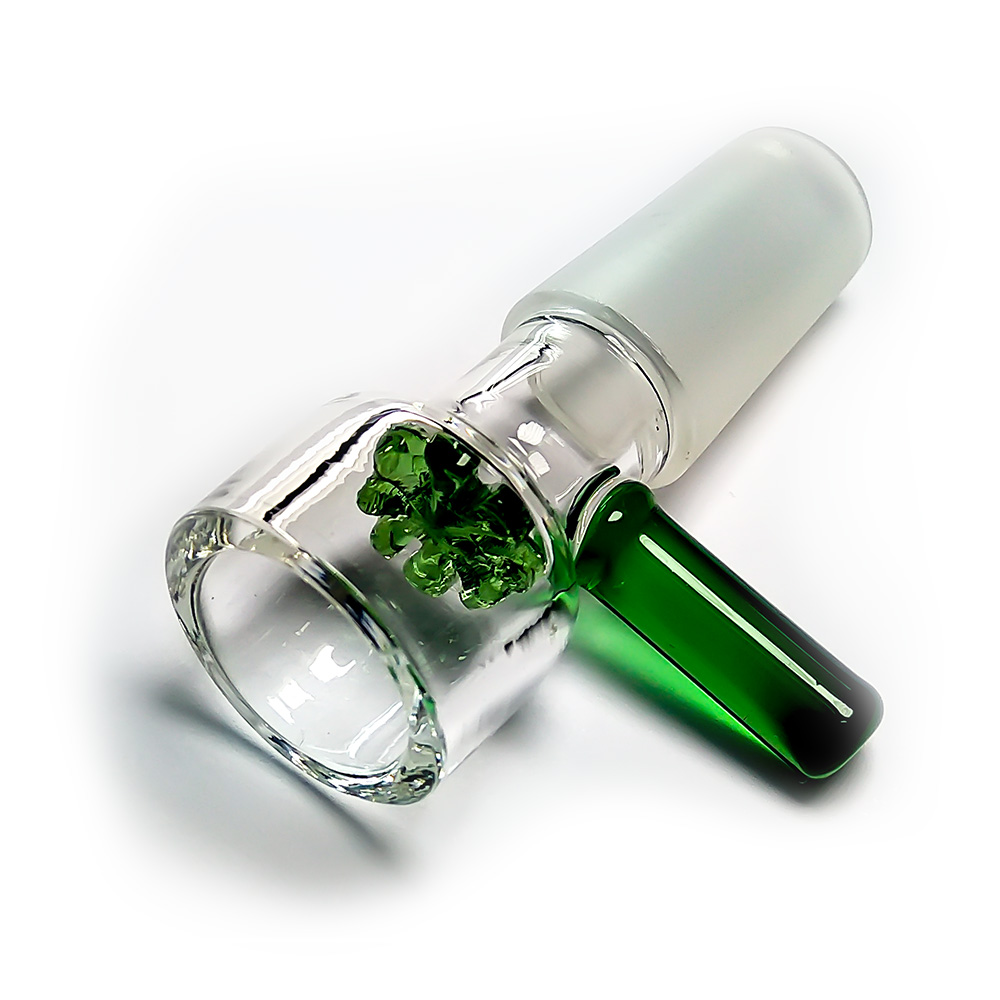 Чаша для бонга из стекла с зеленой ручкой и сеткой