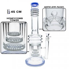 Бонг скляний Honeycomb Tower 45см Blue indigo