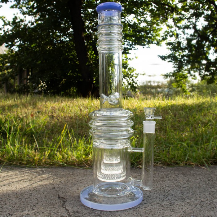 Скляний бонг Honeycomb Tower 45см Blue