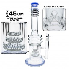 Бонг скляний Honeycomb Tower 45см Blue indigo