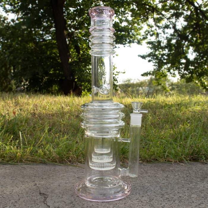Стеклянный бонг Honeycomb Tower 45см Pink (Розовый)
