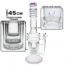 Бонг скляний Honeycomb Tower 45см Pink