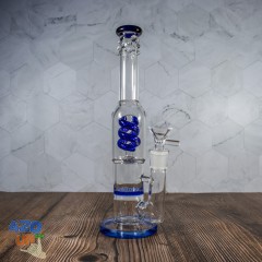 Бонг скляний Jungle Синій 26 см зі спіральним та Honeycomb перколяторами