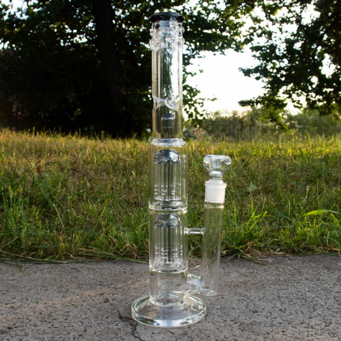 Скляний бонг для куріння Double Tree Perc 38 см Black