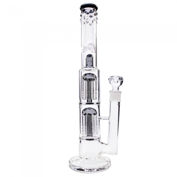 Скляний бонг для куріння Double Tree Perc 38 см Black