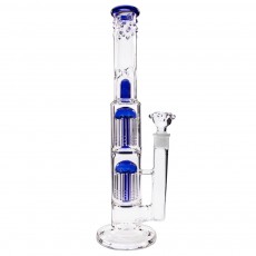Бонг скляний Double Tree Perc 38 см Blue