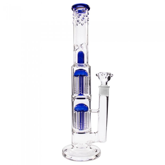 Скляний бонг для куріння Double Tree Perc 38 см Blue
