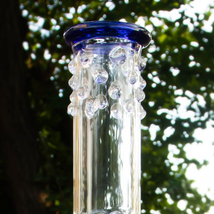 Скляний бонг для куріння Double Tree Perc 38 см Blue