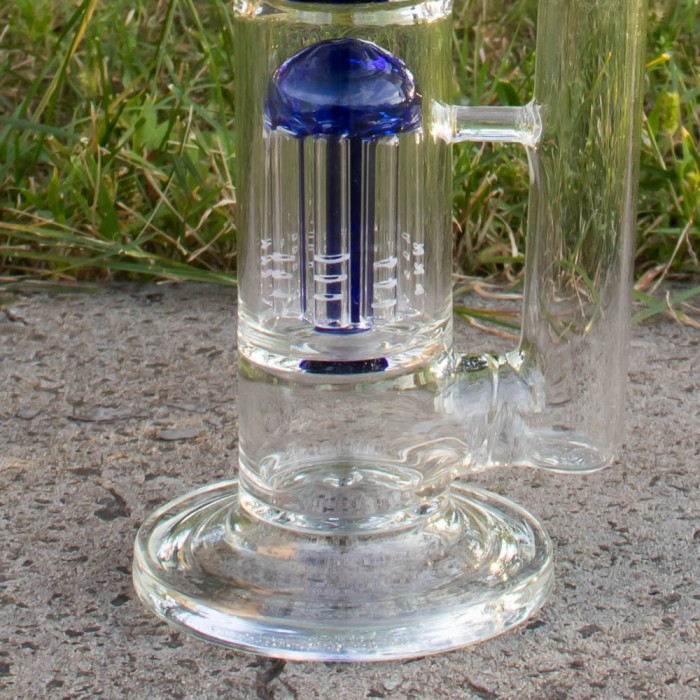 Скляний бонг для куріння Double Tree Perc 38 см Blue