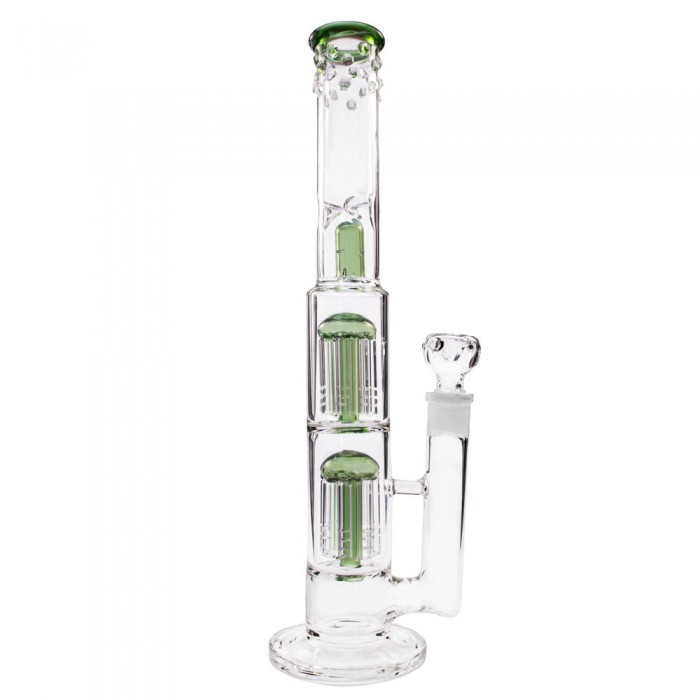 Скляний бонг для куріння Double Tree Perc 38 см Green