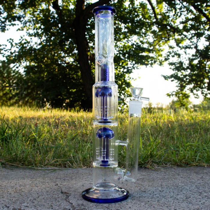 Скляний бонг для куріння Pushka bomba 38 см Blue