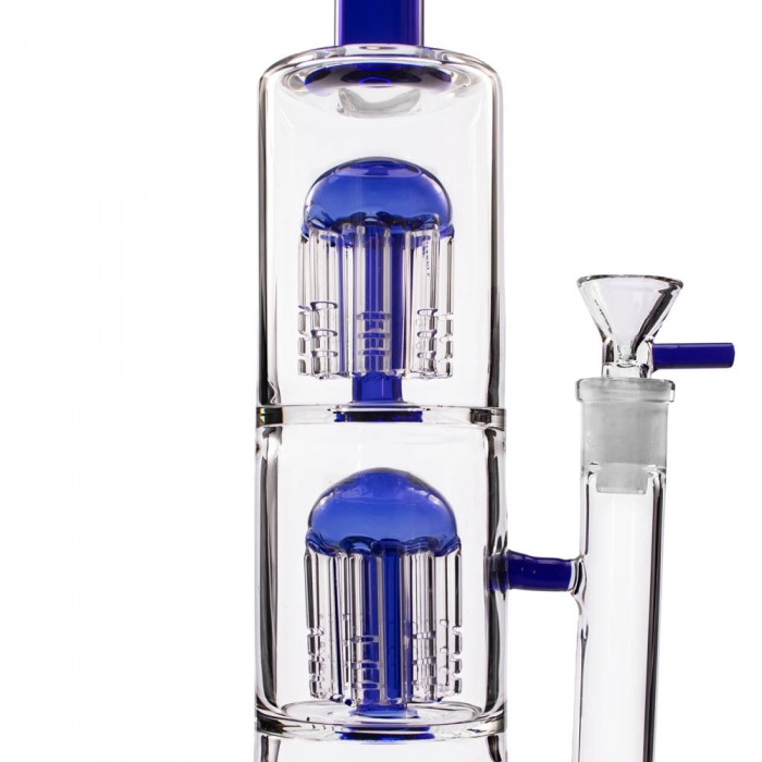 Бонг скляний Triple Tree 35 см Blue (Три деревоподібні перколятори)