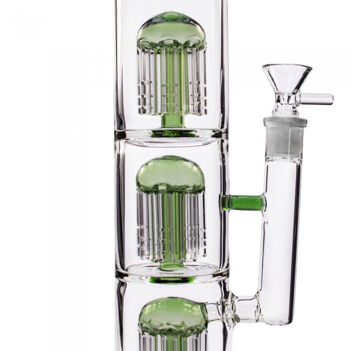 Бонг скляний Triple Tree 35 см Green (Три деревоподібні перколятори)