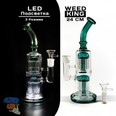 Скляний баблер бонг для куріння Weed King з двома топовими перколяторами