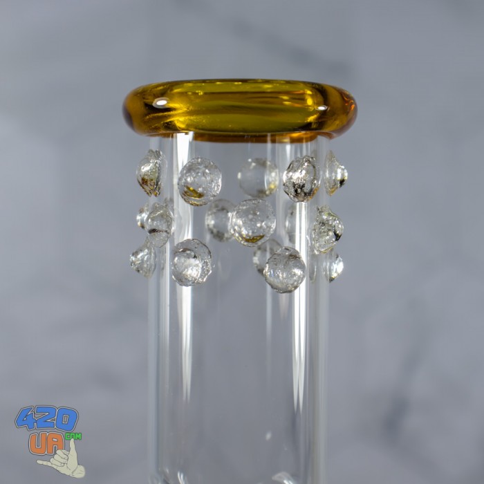 Стеклянный бонг Gold Высота 26 см 2 перколятора Drum + Honeycomb ICE шипы для льда