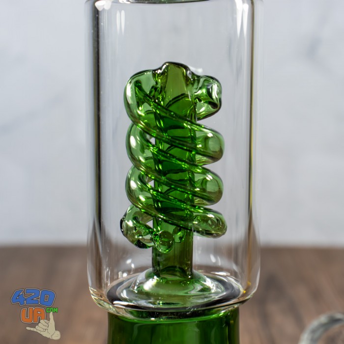 Скляний курильний бонг Green Spiral Зелений 30 см із спіральним перколятором ТОП2020