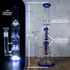 Стеклянный LED бонг для курения 36 см с двумя перколяторами и шипами для льда