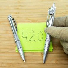 Ручка 2в1 — металева курильна трубка з маскуванням Silver