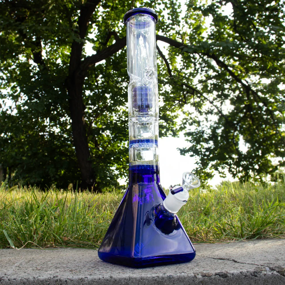 Бонг скляний Піраміда 41 см Blue