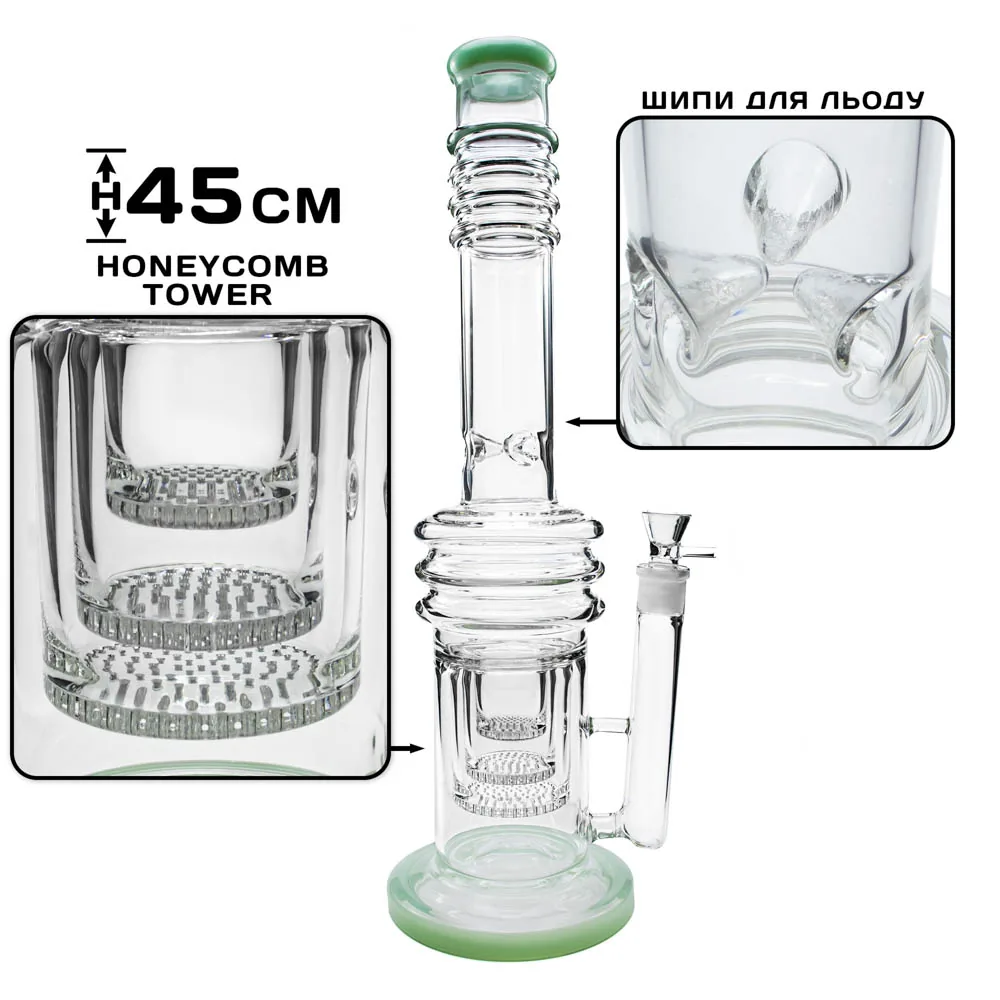 Бонг скляний Honeycomb Tower 45см Green