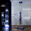 Стеклянный LED бонг для курения 36 см с двумя перколяторами и шипами для льда
