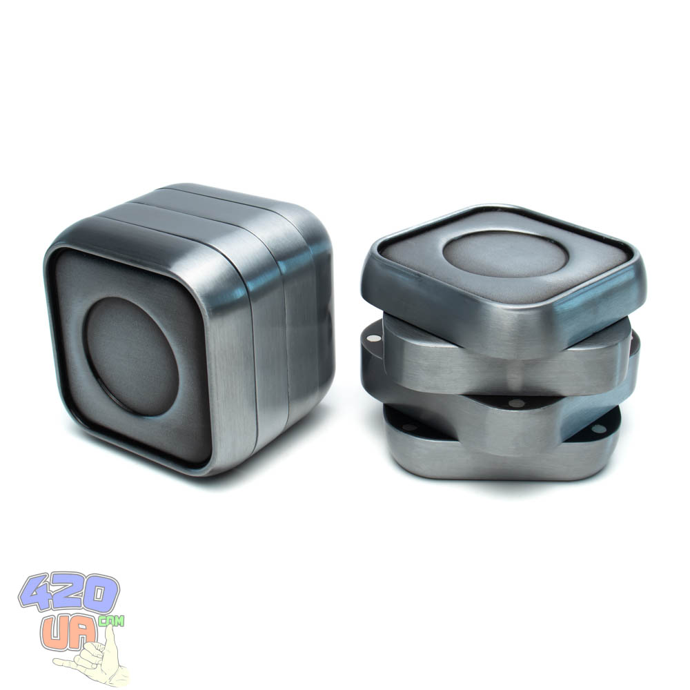 Гриндер безрезьбовой Cube Silver 63 мм металлический магнитный измельчитель для шишек марихуаны