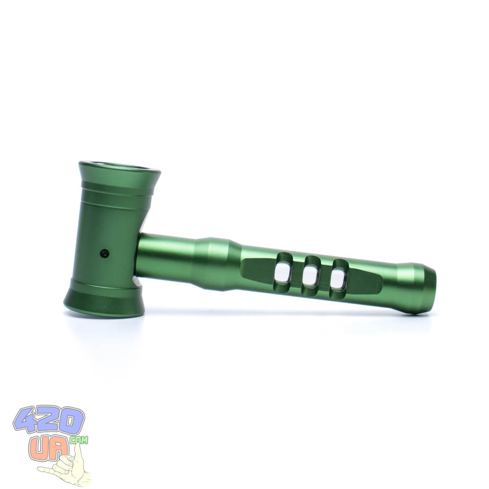 Трубка для курения травки ZEUS green разборная из стекла и алюминия